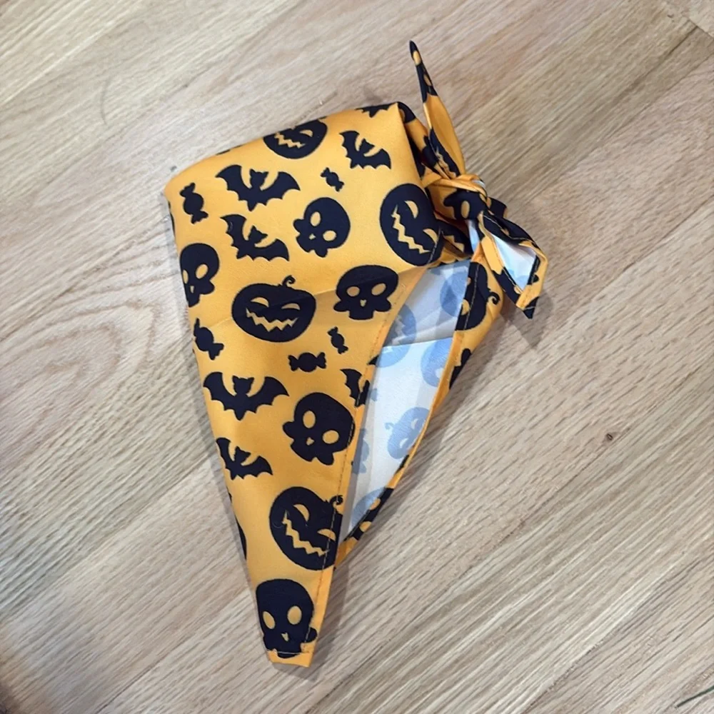 Jack-o’-lantern, Bat, Skull Patterned Pet Bandana Cats and Dogs